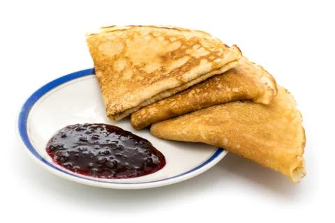 Pancakes with jam Stock Photos