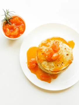 Pancakes with jam Stock Photos