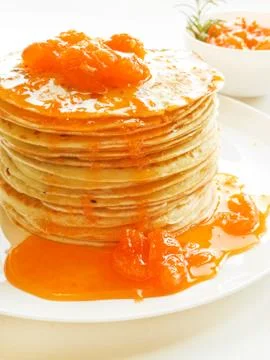 Pancakes with jam Stock Photos