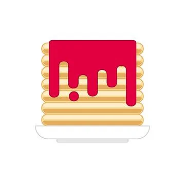 Pancakes with jam on plate. Stack of pancakes. Food vector illustration Illustrazione stock