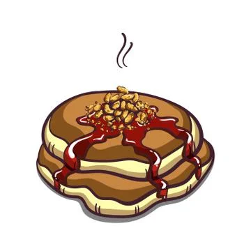 Pancakes With Jam On White Stock Illustration