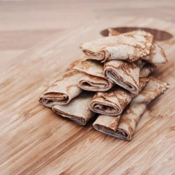 Pancakes in the kitchen Stock Photos