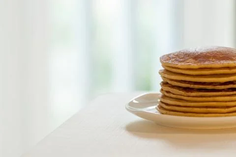 Pancakes on light blurred background Stock Photos