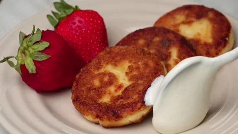 Pancakes made from cottage cheese Stock Footage 314397487
