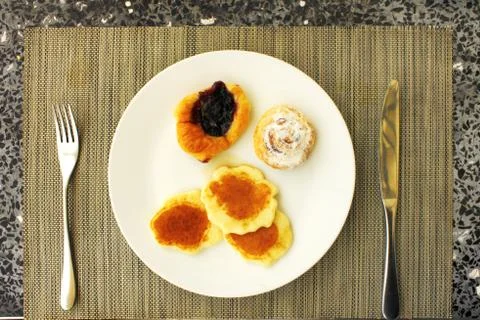 Pancakes with maple syrup Stock Photos
