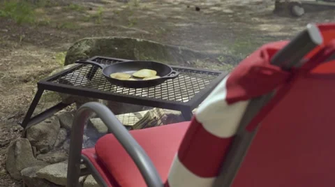 Pancakes Over An Open Fire Stock Footage 61215481