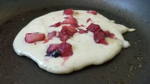 Pancakes on the pan Stock Footage 219588950