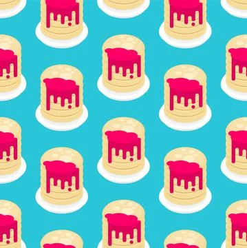 Pancakes pattern seamless. Stack of pancakes background. Food vector texture Stockillustratie
