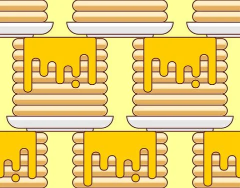 Pancakes pattern seamless. Stack of pancakes background. Food vector texture Stockillustratie