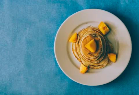 Pancakes With Peach Stock Photos