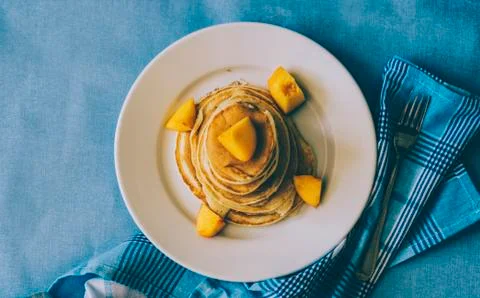 Pancakes With Peach Stock Photos