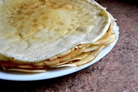 Pancakes pile on the plate Foto stock
