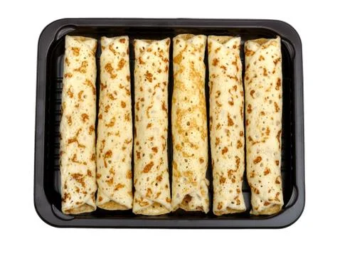 Pancakes on a plastic box Stock Photos