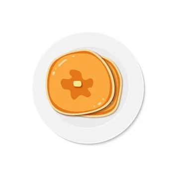 Pancakes on plate. Breakfast snacks. Vector illustration isolated on white 库存插图