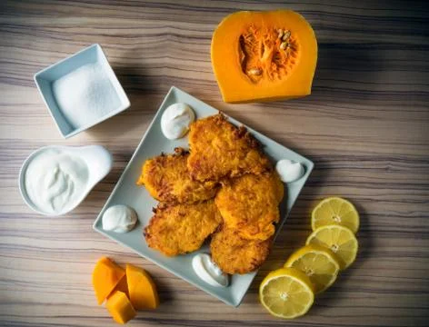 Pancakes from pumpkin Stock Photos