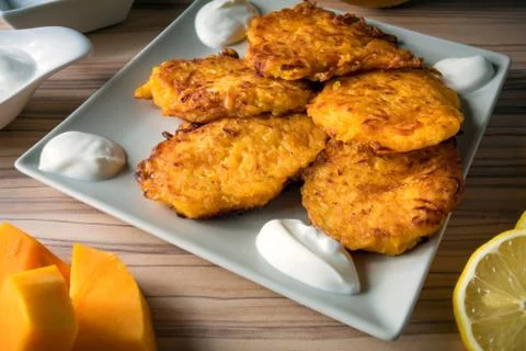Pancakes from pumpkin Stock Photos