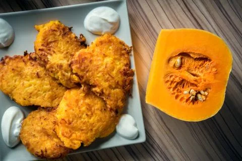 Pancakes from pumpkin Stock Photos