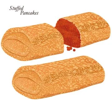 Pancakes with red caviar Stock Illustration