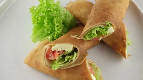 Pancakes with salmon Stock Footage 57686038