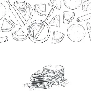 Pancakes set. Vector background. Stock Illustration