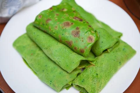 Pancakes with spinach Stock Photos