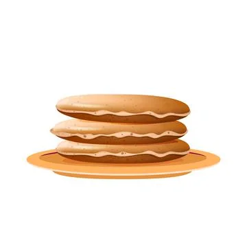 Pancakes stack on beige plate realistic vector illustration Illustrazione stock