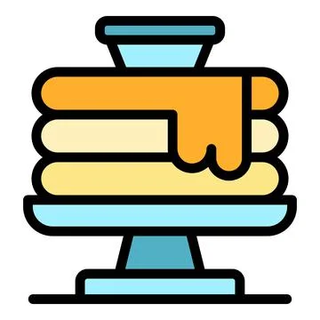 Pancakes stack icon color outline vector Stock Illustration