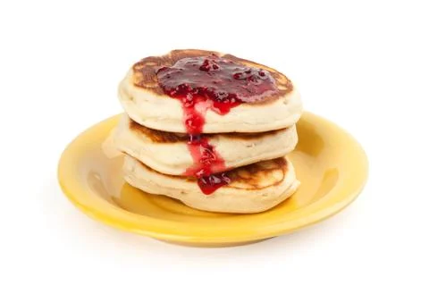 Pancakes stack on white background Stock Photos