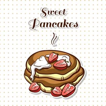 Pancakes With Strawberry Stock-Illustration