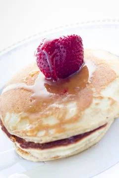Pancakes with strawberry Stock Photos