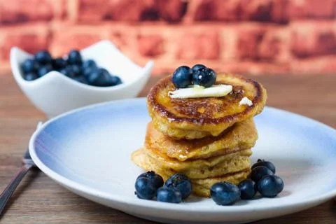 Pancakes with syrup and Stock Photos