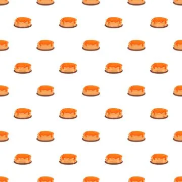 Pancakes with syrup pattern on white background Stock Illustration