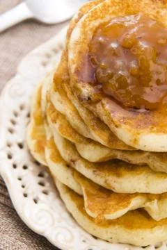 Pancakes with syrup Stock Photos