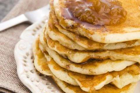 Pancakes with syrup Stock Photos