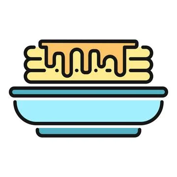 Pancakes with syrup on plate icon vector Stock Illustration