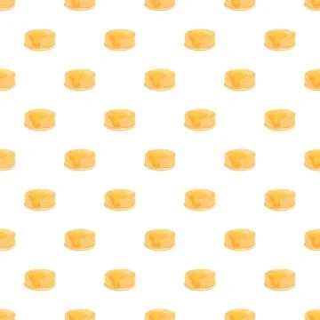Pancakes with syrup seamless pattern breakfast food Stock Illustration