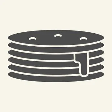Pancakes with syrup solid icon. Breakfast vector illustration isolated on white Illustrazione stock