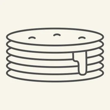 Pancakes with syrup thin line icon. Breakfast vector illustration isolated on Illustrazione stock