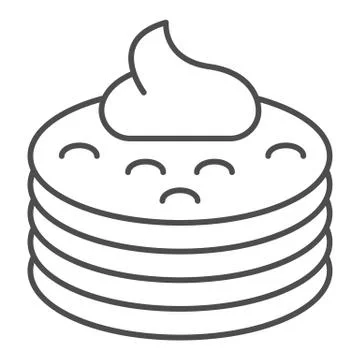 Pancakes with syrup thin line icon. Pancakes with butter vector illustration Illustrazione stock