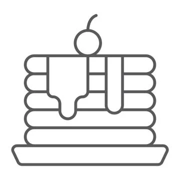 Pancakes thin line icon, pastry and food Illustrazione stock