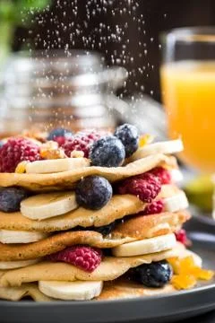 Pancakes tower stack for Pancake day or Shrove Tuesday Stock Photos