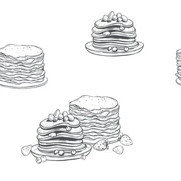 Pancakes . Vector pattern. Stock Illustration