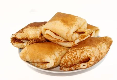 Pancakes on white background Stock Photos