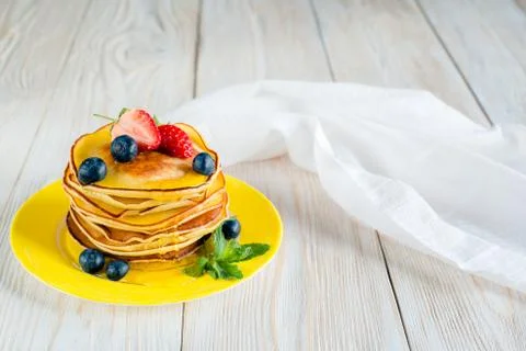 Pancakes on a white background Stock Photos