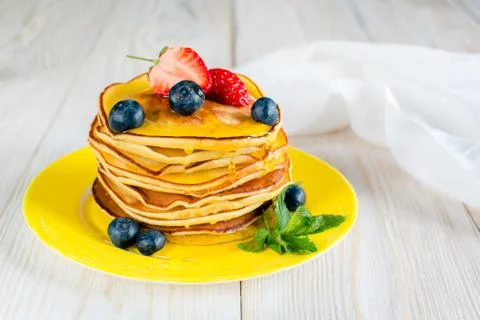 Pancakes on a white background Stock Photos
