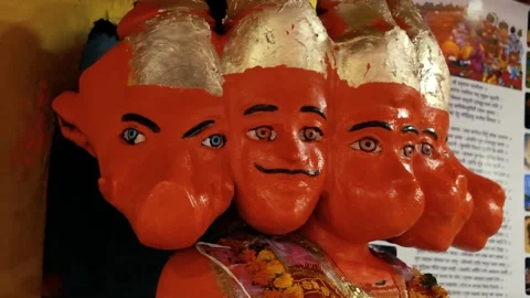 Panchmukhi Hanuman Idol with Five Faces in Temple Stock Footage 316895103