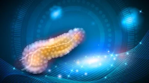 Pancreas on a glowing background Illustrazione stock