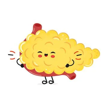 Pancreas laughs character. Vector hand drawn cartoon kawaii character illus.. Illustrazione stock