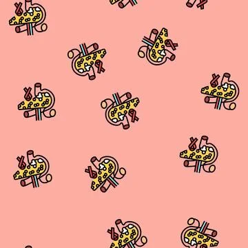 Pancreatic cancer vector seamless pattern Illustrazione stock