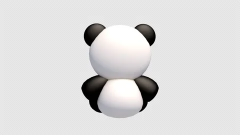 Panda 3D 360 degree spin with transparent (alpha) background Stock Footage 234906960